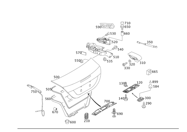 2037580202 - Trunk Lid: Handle for Mercedes-Benz: CLK320, CLK350, CLK500, CLK55 AMG, CLK550, CLK63 AMG Image image