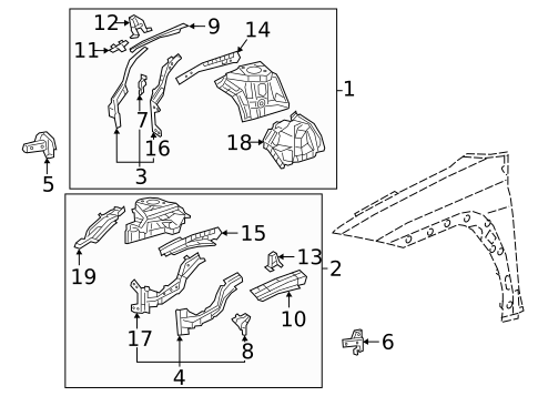 Structural Components & Rails for 2019 Lexus UX250h #1