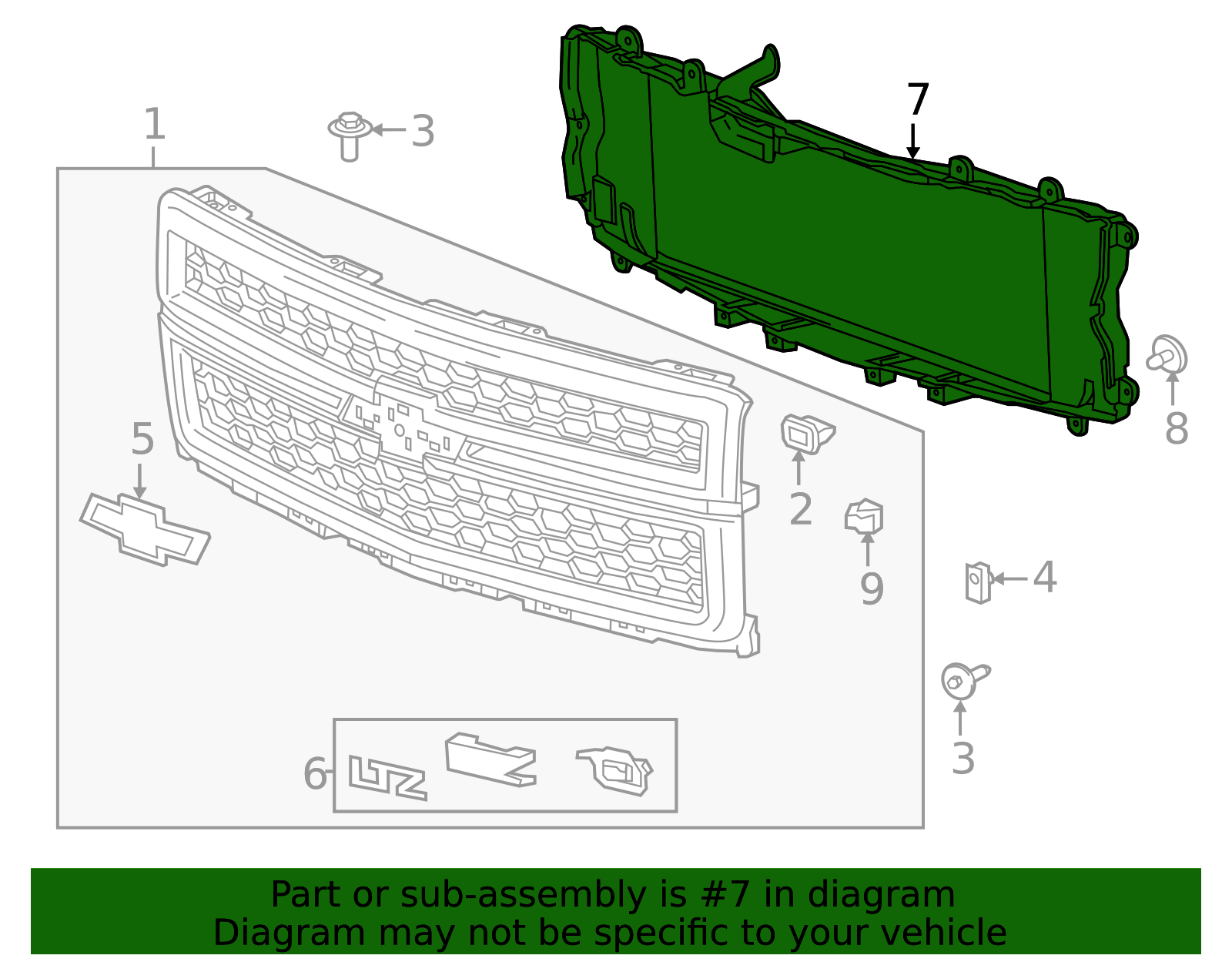 2014-2015 Chevrolet Silverado 1500 Front Inner Grille 23322443 | Shop ...