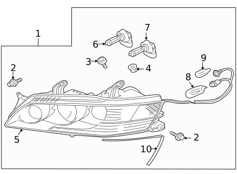 Headlamp Components for 2005 Mitsubishi Lancer #1