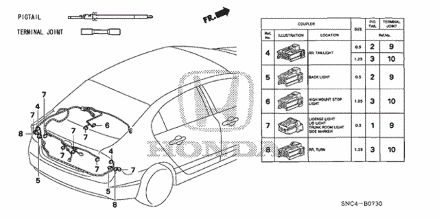 Electrical Connectors (RR.) for 2006 Honda Civic #0