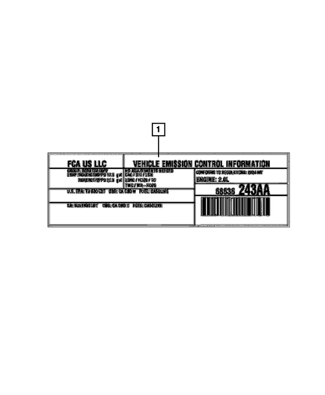 68673402AA - : Vehicle Emission Control Information Label for Mopar Image