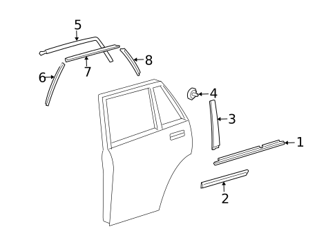 Exterior Trim - Rear Door for 2006 Lexus RX400h #0