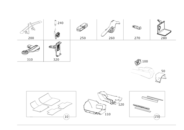 2126806048 - Interior Equipment: Floor Mat for Mercedes-Benz: CLS400, CLS550, CLS63 AMG, CLS63 AMG S, E250, E350, E400, E550, E63 AMG, E63 AMG S Image