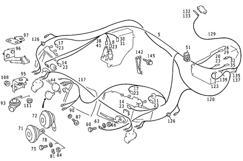 Headlamp Cable Harness and Horn for 1984 Mercedes-Benz 300D #0