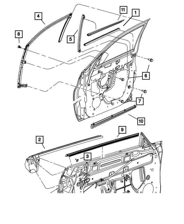 4724764AE - Doors, Door Mirrors and Related Parts: Front Door Belt Weatherstrip, Right for Mopar Image