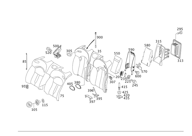 1269242729 - Rear Seat Bench: Bracket for Mercedes-Benz Image image