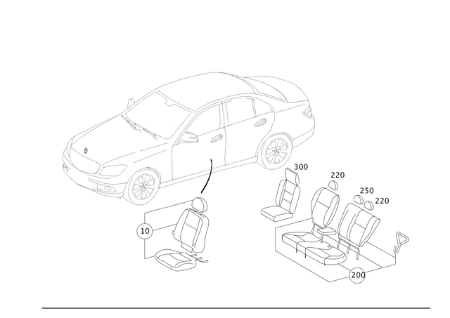 2049701188 - Seat Covers: Outer Cover, Headrest for Mercedes-Benz: C250, C300, C350 Image