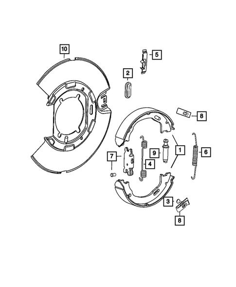 Parking Brake Lever, Cables, and Rear Disc Park Brake Assembly for 2012 Dodge Challenger #1