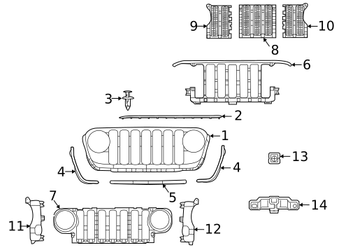 Grille & Components for 2023 Jeep Gladiator #0
