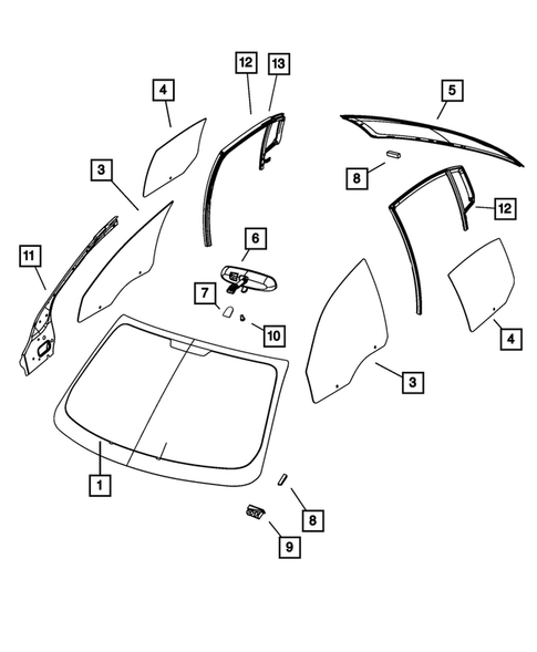 Glass and Interior Rear View Mirror for 2010 Chrysler Sebring #1