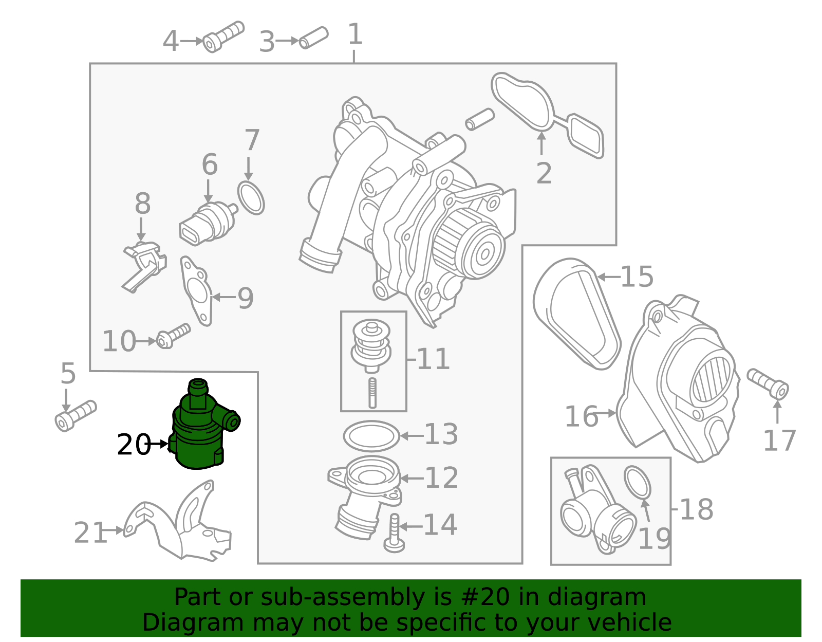 2009-2016 Audi Engine Auxiliary Water Pump 059-121-012-A | OEM
