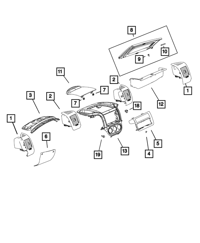 1YB12JXWAB - Interior Trim: Air Conditioning &amp; Heater Outlet, Right for Mopar Image