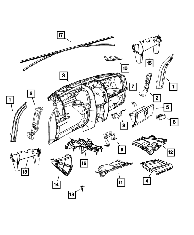 56052064AE - Interior Trim: Instrument Panel Bracket, Left for Mopar Image