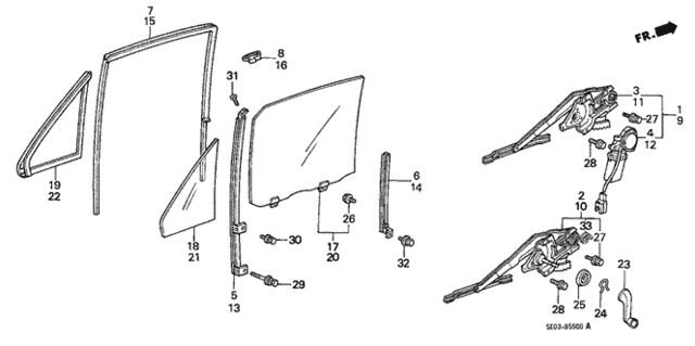 Rear Door Windows (4D) 4DR for 1988 Honda Accord #0