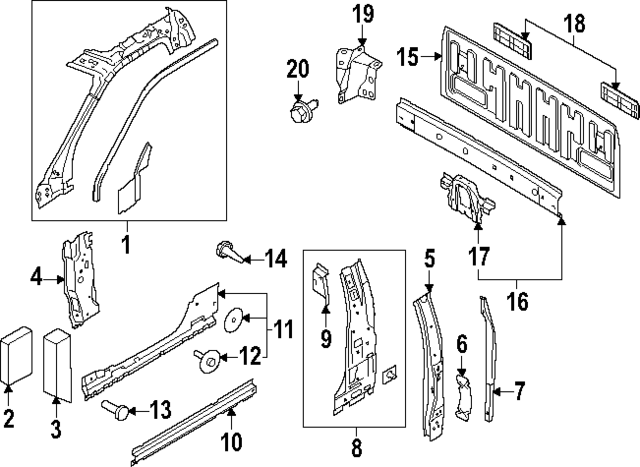 PC3Z1502543A - Body: Hinge Pillar Reinforced for Ford Image
