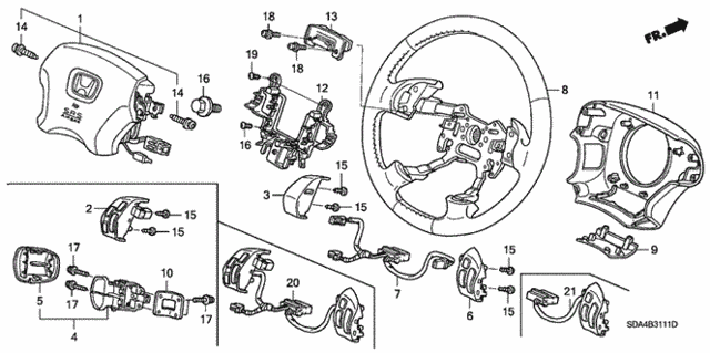 Steering Wheel (SRS) (V6) for 2003 Honda Accord #0