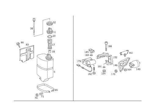 Oil Tank & Valves of Hydraulic System for 1984 Mercedes-Benz 500SEC #0
