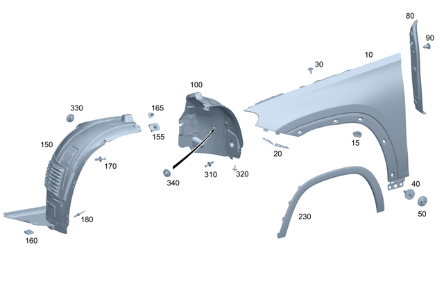 1678801309 - Attachment Parts: Fender, Front for Mercedes-Benz: GLE350, GLE450e, GLE580 Image image