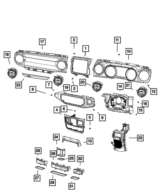 6AB49TX7AA - Interior Trim: Instrument Panel Bezel for Mopar Image