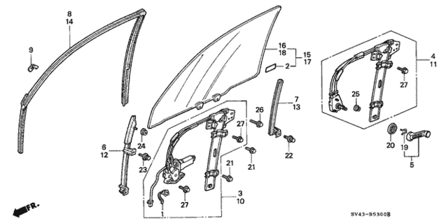 Front Door Window for 1995 Honda Accord #0