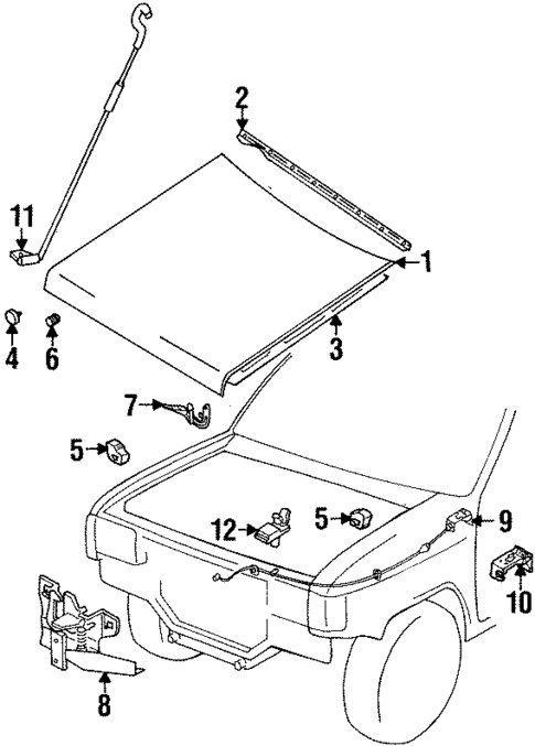 Hood & Components for 1996 Isuzu Trooper #0