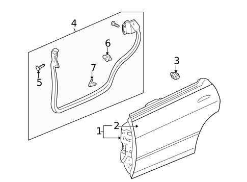 Door & Components for 1998 Acura Integra #2