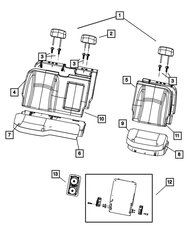 1TU48XDVAA - Interior Trim: Rear Headrest, Right &amp; Left for Mopar Image