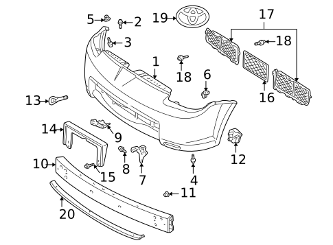 Exterior Trim - Front Bumper for 2002 Toyota MR2 Spyder #0