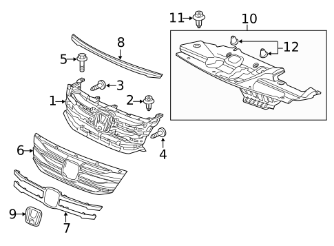 Grille & Components for 2011 Honda Odyssey #0