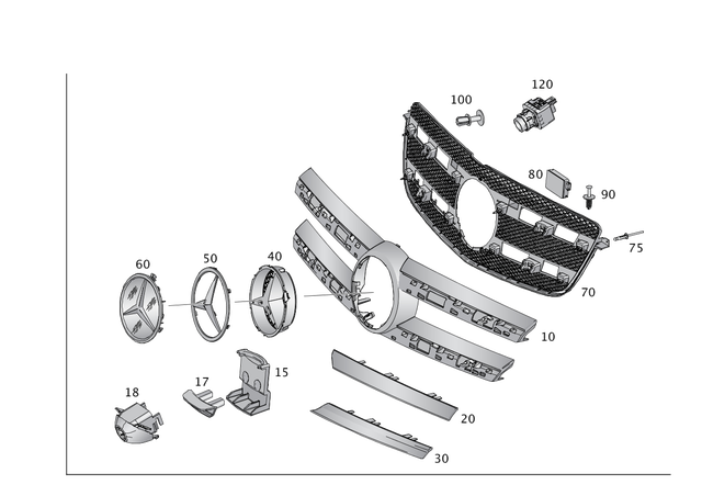 1668801202 - Detachable Parts: Radiator Shell for Mercedes-Benz: GL350, GL450, GL550, GL63 AMG, GLS350d, GLS450, GLS550, GLS63 AMG Image image