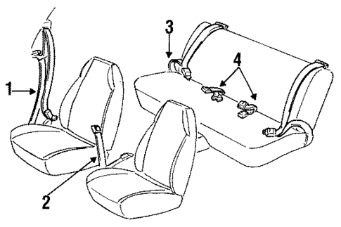 Front Seat Belts for 1991 Pontiac Sunbird #0