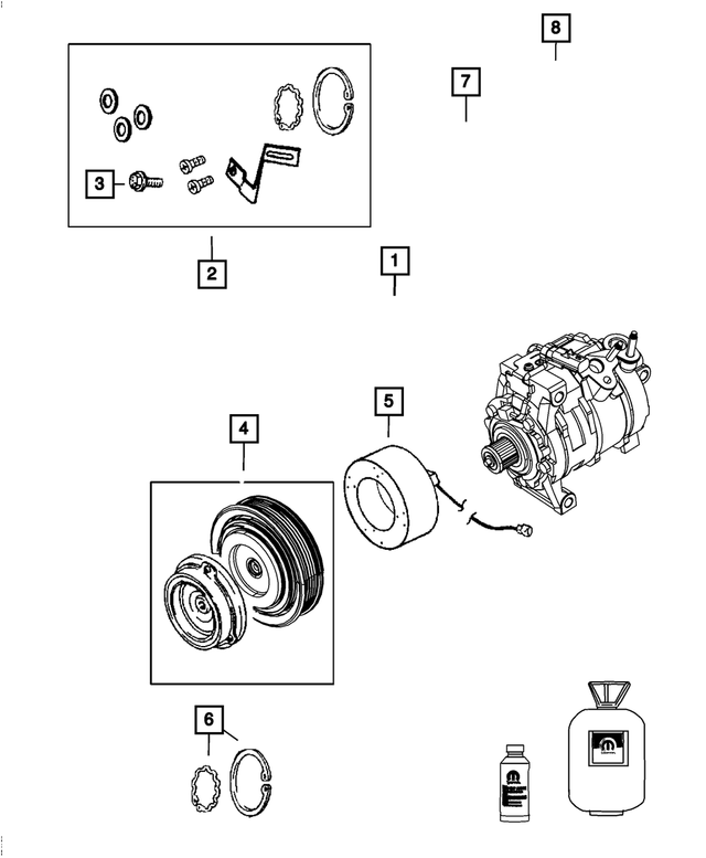 68078145AA - Air Conditioners and Heaters: A/c Compressor Clutch Overhaul Kit for Mopar Image