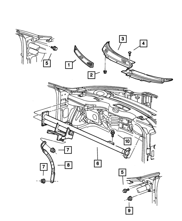4805119AB - Body Sheet Metal Except Doors: Cowl Grommet, Upper, Plenum for Mopar Image