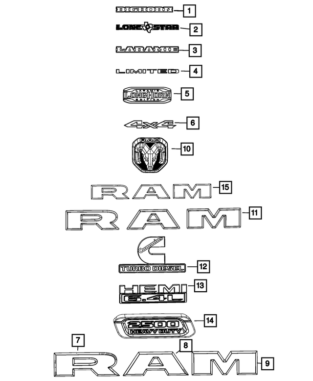 68363040AB - Exterior Ornamentation: Nameplate for Mopar Image image