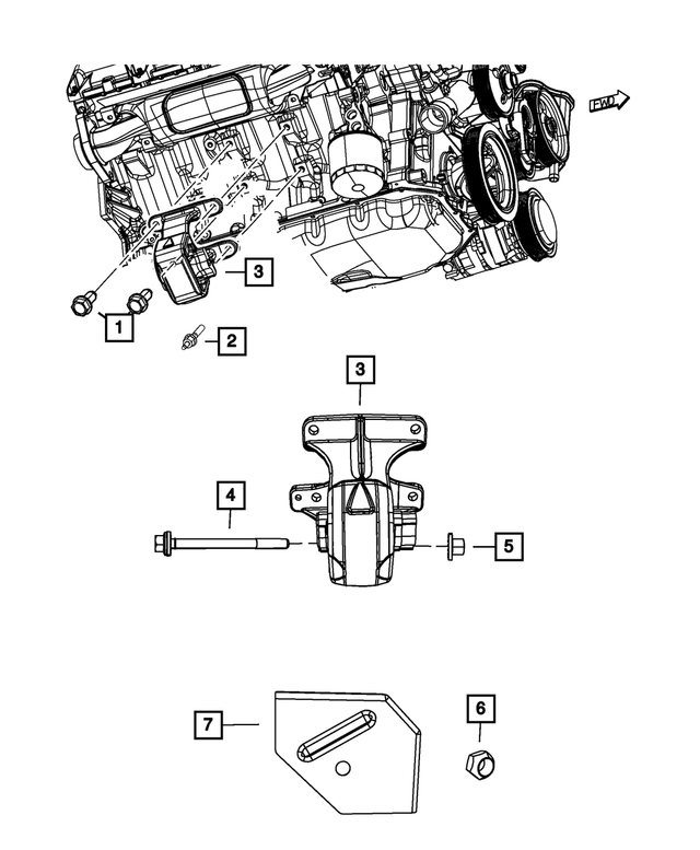 6101688 - Engine: Hex Lock Nut for Dodge: Ram 1500 | Jeep: Cherokee, Commander, Grand Cherokee, Grand Wagoneer, Wagoneer | Ram: 1500, 1500 Classic Image