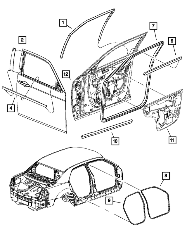 4806304AA - Doors and Related Parts: Front Door Applique, Right for Chrysler: 300 | Dodge: Charger, Magnum Image