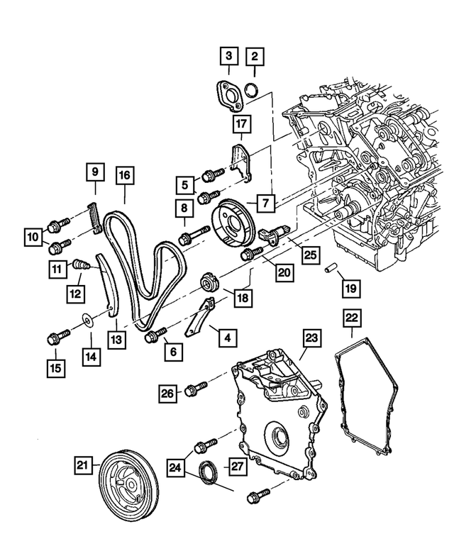 6505231AA - Engine 2.7L Six Cylinder: Hex Flange Head Bolt for Mopar Image