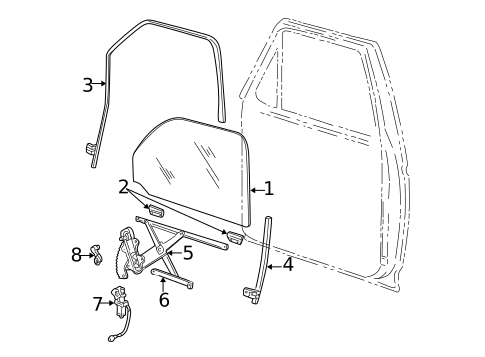 Glass - Front Door for 2001 Ford Explorer Sport Trac #0