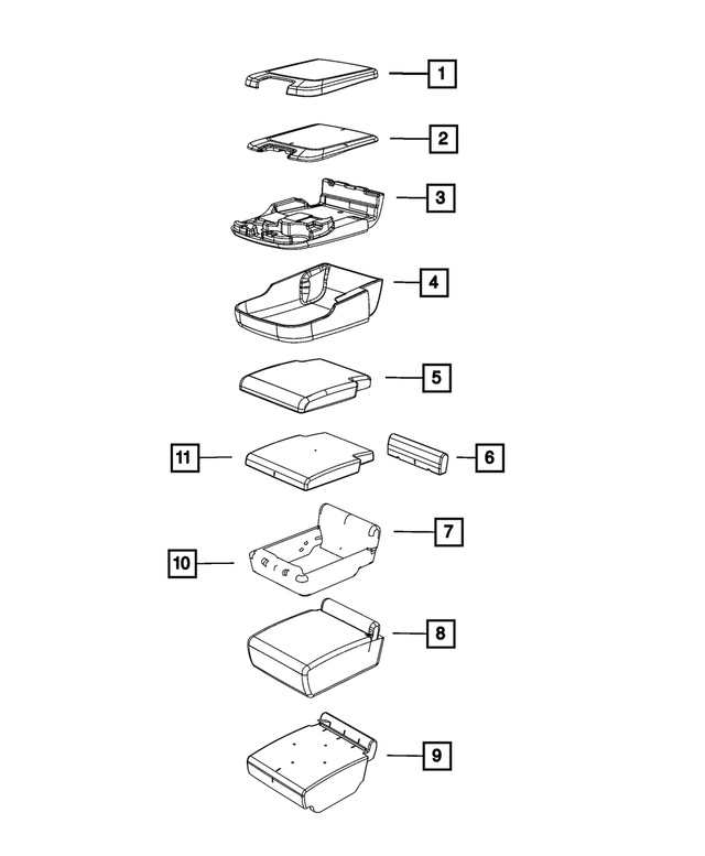 6VA48LA8AA - Interior Trim: Armrest Bin Lid for Ram: 1500 Classic, 2500, 3500 Image