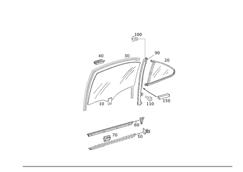 Rear Door Windows for 2001 Mercedes-Benz S430 #0