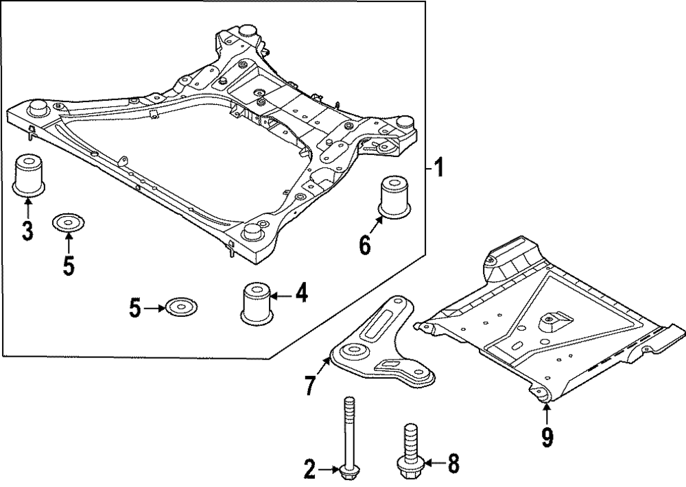 V5 RD＋CRADLE 62405-N9151 - Engine Cradle 2023-2025 Kia Sportage | Kia