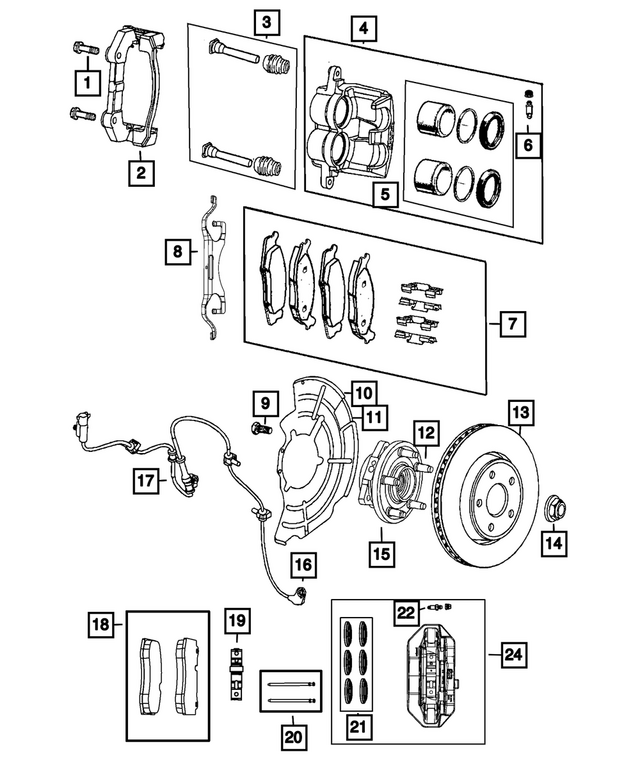 68532198AA - Brakes: Disc Brake Caliper Adapter, Right Or Left for Mopar Image image