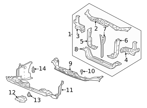 Radiator Support for 2010 Honda Ridgeline #0