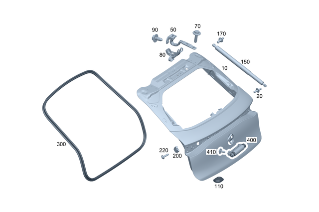 2947400100 - Rear-End Door/Trunk Lid/Liftgate: Rear-End Door for Mercedes-Benz: EQE 350 SUV, EQE 350+ SUV, EQE 500 SUV, EQE AMG SUV Image image
