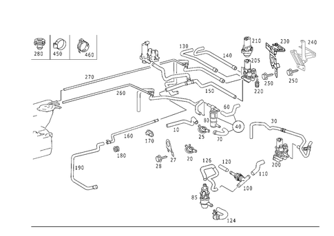 Heating Water Lines for a/C System in Rear and Aux. Heater or Heater Booster for 2001 Mercedes-Benz S430 #0