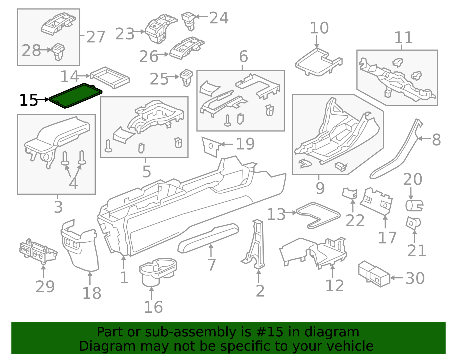 2018-2022 Honda Mat, Console Bin *NH900L* (Deep Black) 83419-TBA