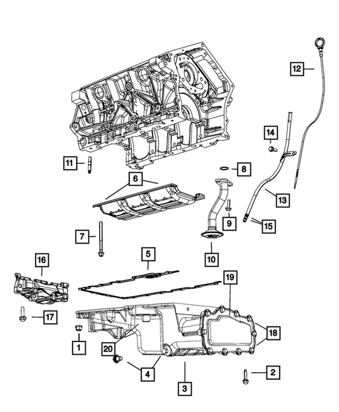 Engine Oiling, Oil Pan and Indicator (Dipstick) for 2009 Dodge Journey #0