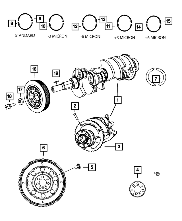 4884918AA - 2.4L Gas; Engine: Crankshaft Lower Bearing for Mopar Image