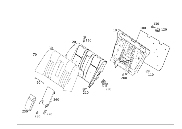 2049200532 - Rear Seat: Backrest Frame for Mercedes-Benz: C250, C300, C350 Image image